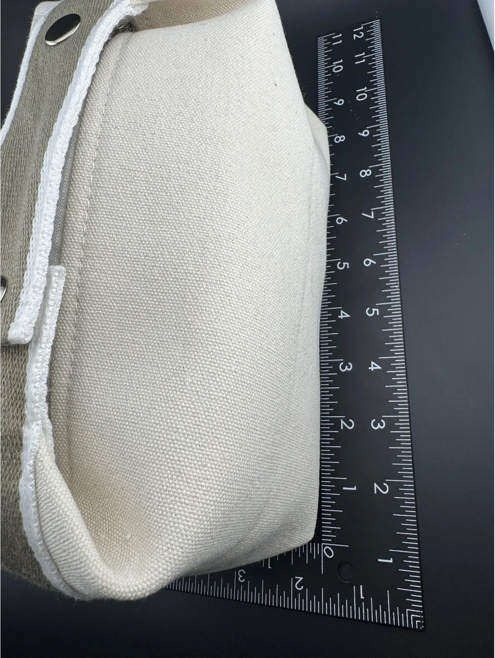 Canvas Cosmetic Bag with Zipper and Snap Closure